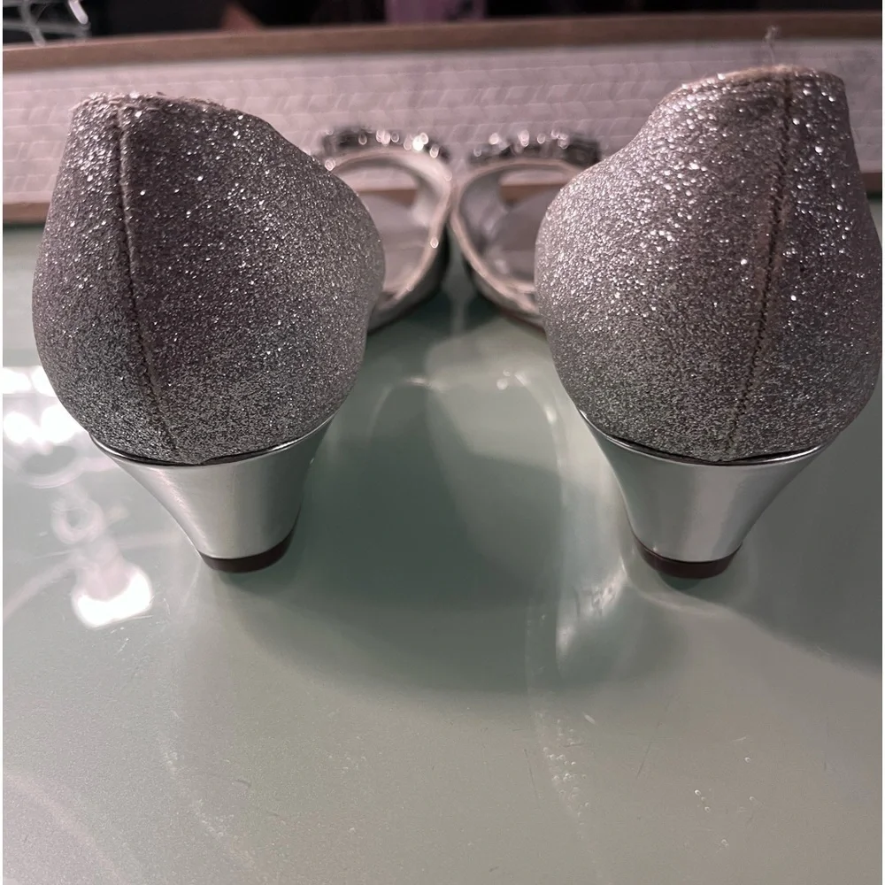 NINA Silver glitter with gems wedge heels